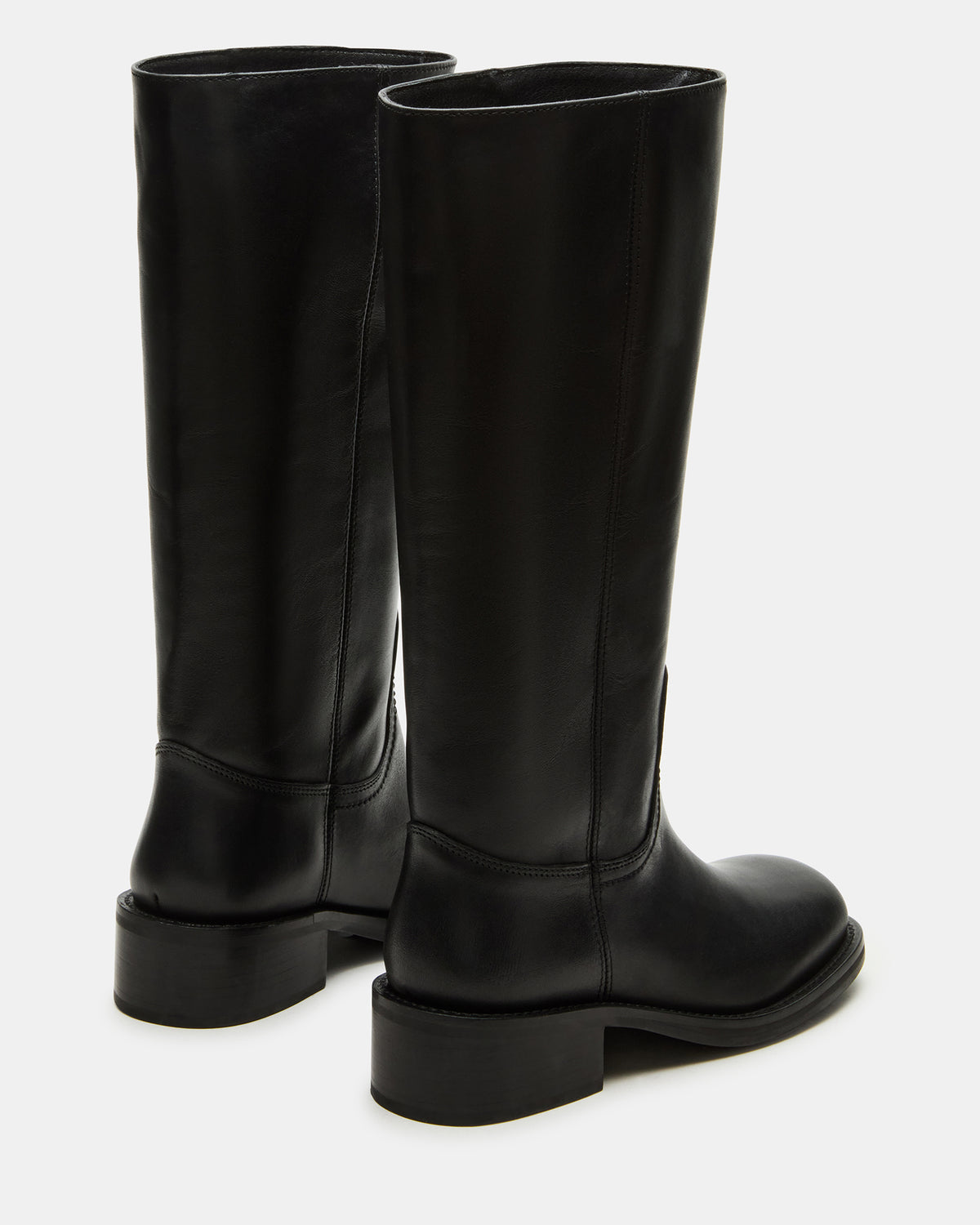 RIGGS Black Leather Wide Calf Square-Toe Women's Boot | Steve Madden