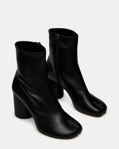 CARO Black Leather Tabi Split-Toe Block Heel Women's Ankle Boot | Steve Madden