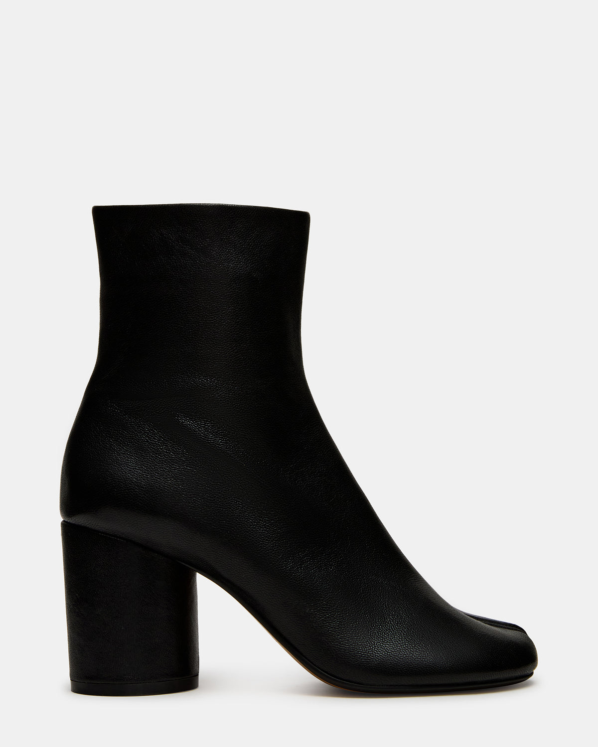 CARO Black Leather Tabi Split-Toe Block Heel Women's Ankle Boot | Steve Madden
