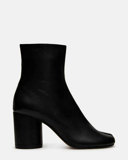 CARO Black Leather Tabi Split-Toe Block Heel Women's Ankle Boot | Steve Madden
