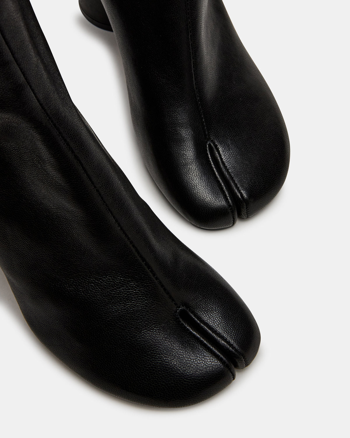 CARO Black Leather Tabi Split-Toe Block Heel Women's Ankle Boot | Steve Madden