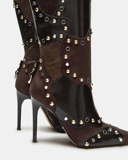 REVIVE Brown Multi Pointed-Toe Knee-High Stiletto Women's Boot | Steve Madden