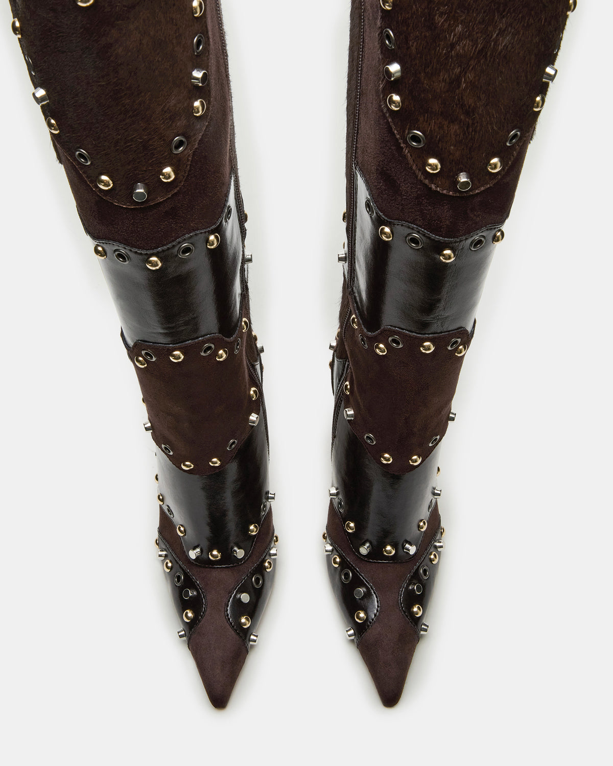 REVIVE Brown Multi Pointed-Toe Knee-High Stiletto Women's Boot | Steve Madden