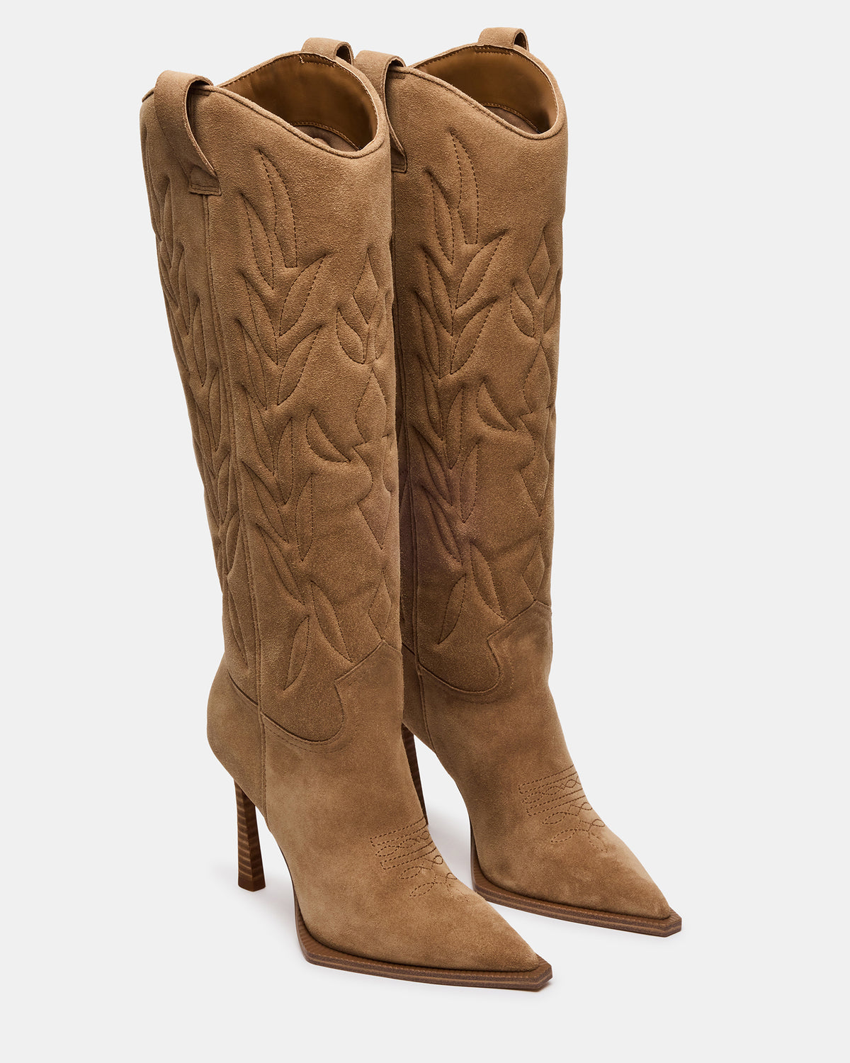 KINZEE Taupe Suede Pointed-Toe Knee-High Western Stiletto Women's Boot | Steve Madden