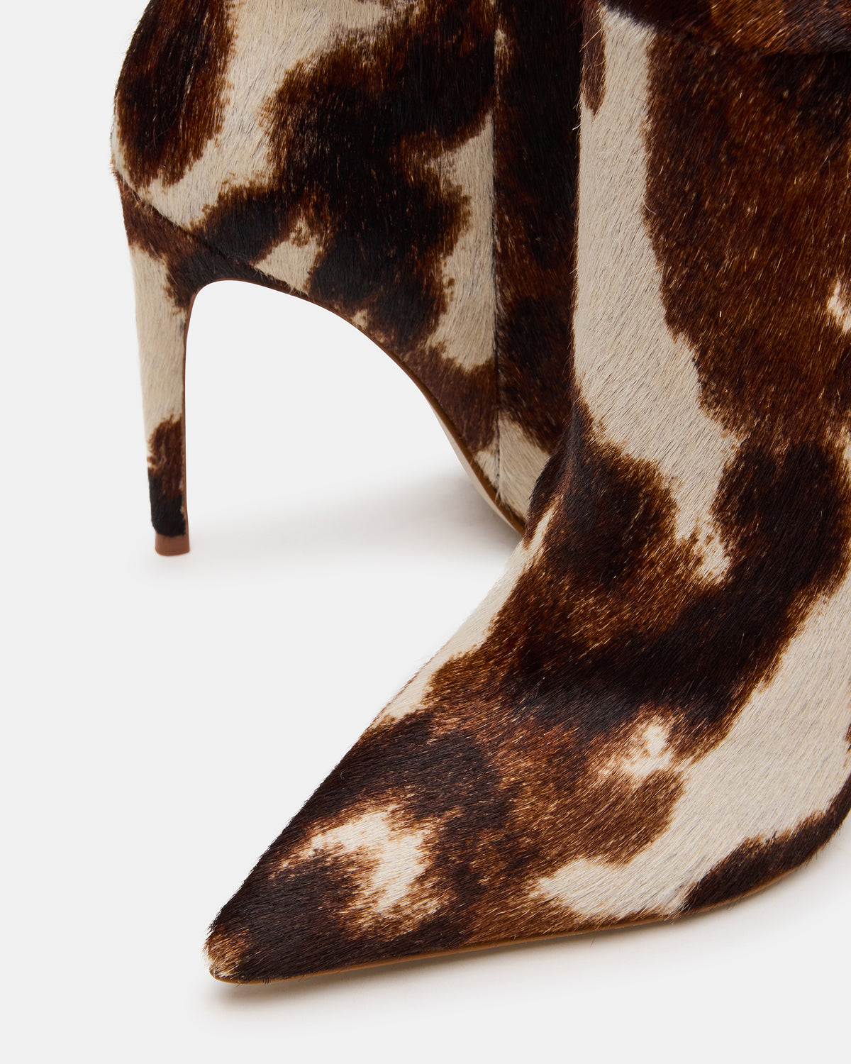 NITRO Brown Cow Print Pointed-Toe Stiletto Heel Knee-High Women's Boots | Steve Madden