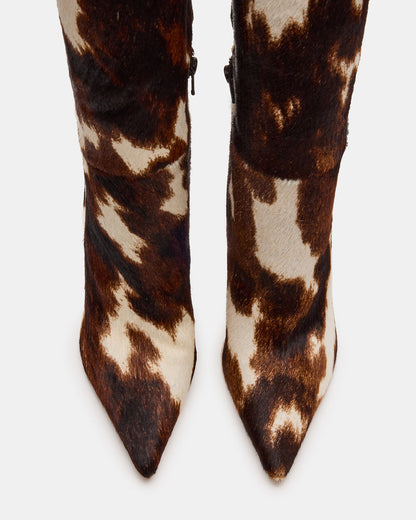 NITRO Brown Cow Print Pointed-Toe Stiletto Heel Knee-High Women's Boots | Steve Madden