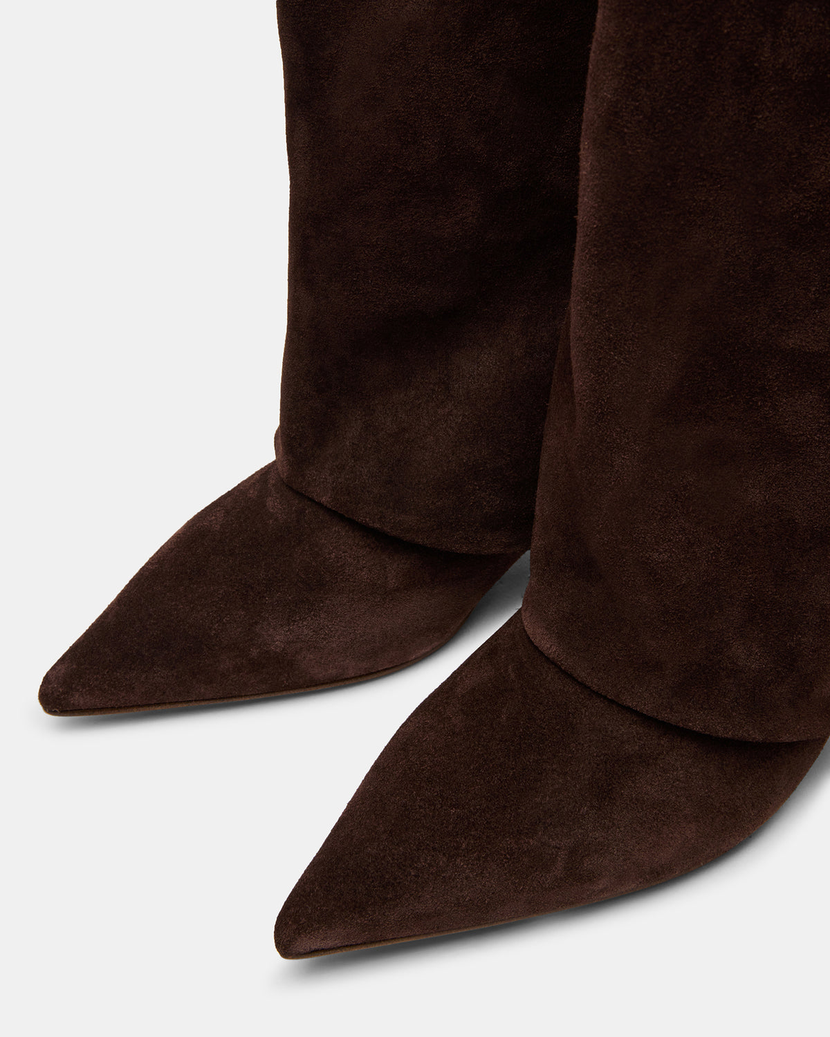 LUCA Brown Suede Pointed-Toe Cuffed Kitten Heel Women's Boot | Steve Madden