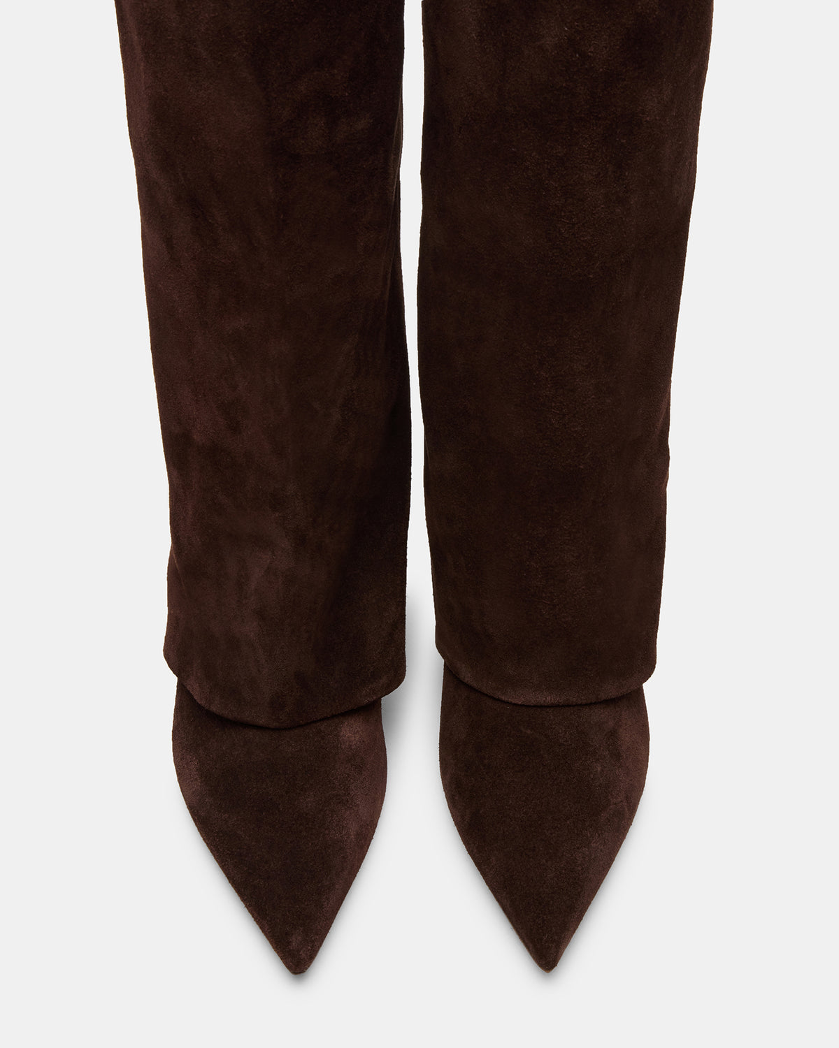 LUCA Brown Suede Pointed-Toe Cuffed Kitten Heel Women's Boot | Steve Madden