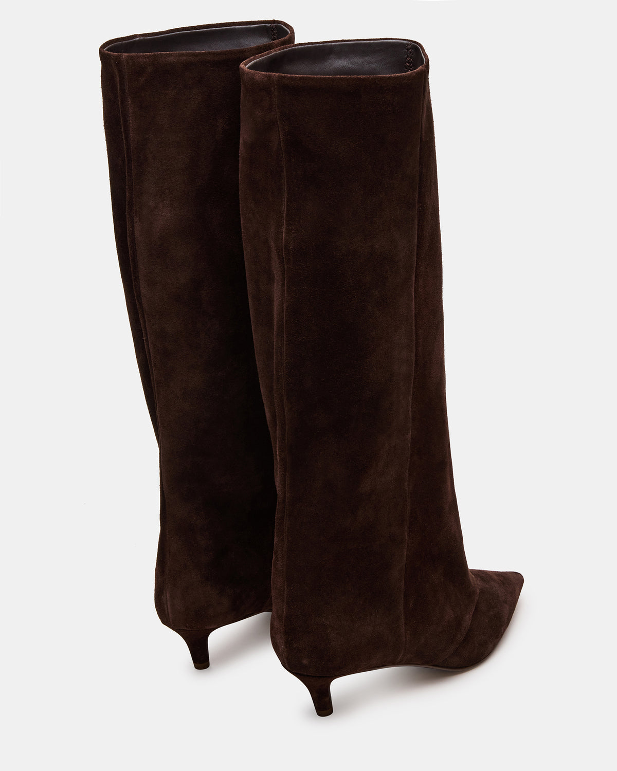 LUCA Brown Suede Pointed-Toe Cuffed Kitten Heel Women's Boot | Steve Madden