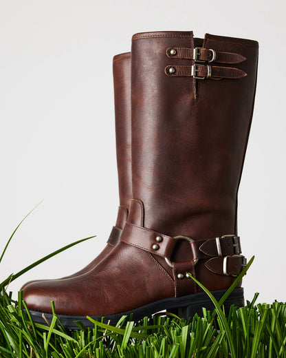 ASTOR Brown Leather Knee-High Boot | Women's Boots | Steve Madden