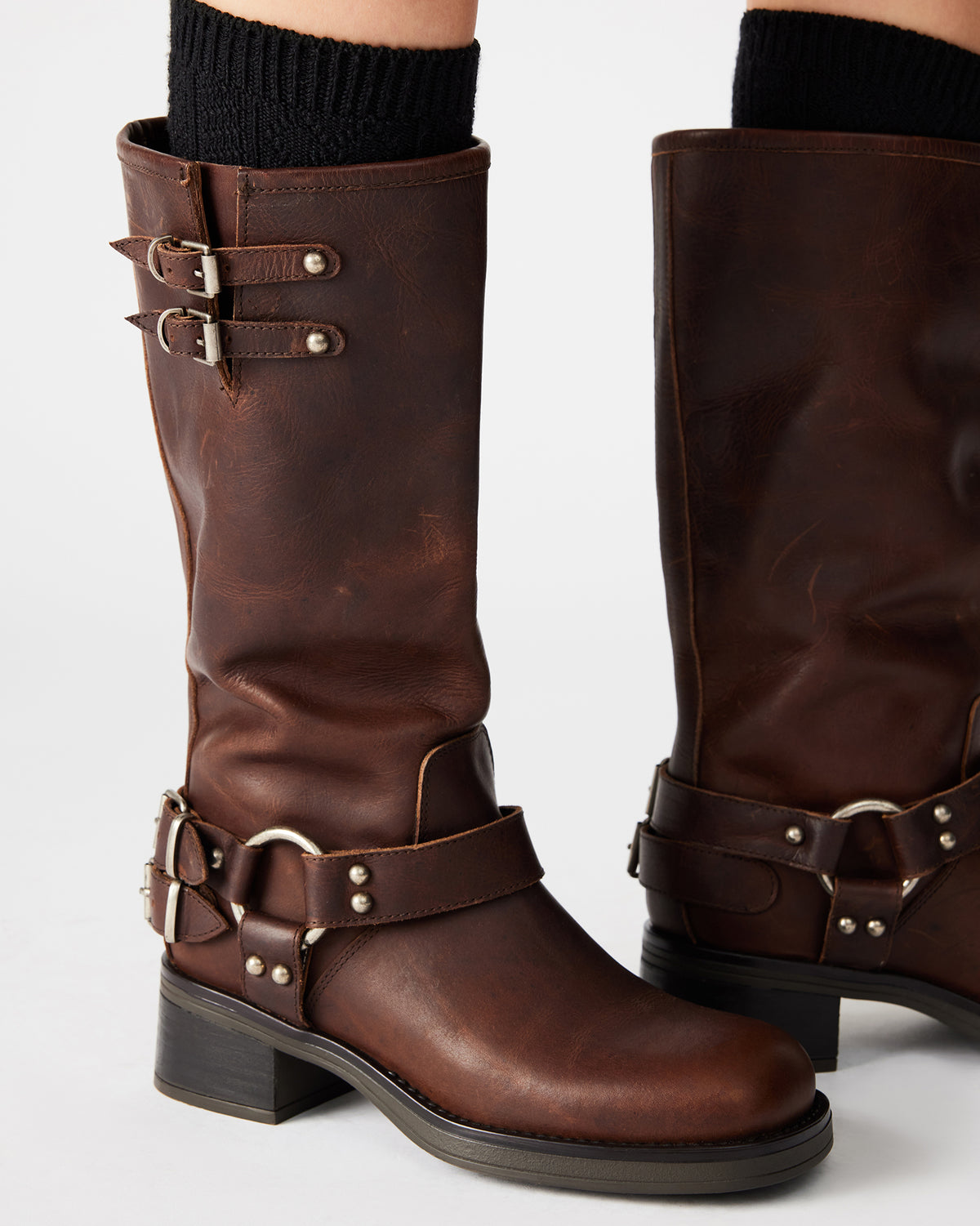 ASTOR Brown Leather Knee-High Boot | Women's Boots | Steve Madden