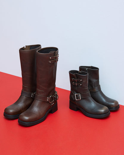 ASTOR Brown Leather Knee-High Boot | Women's Boots | Steve Madden