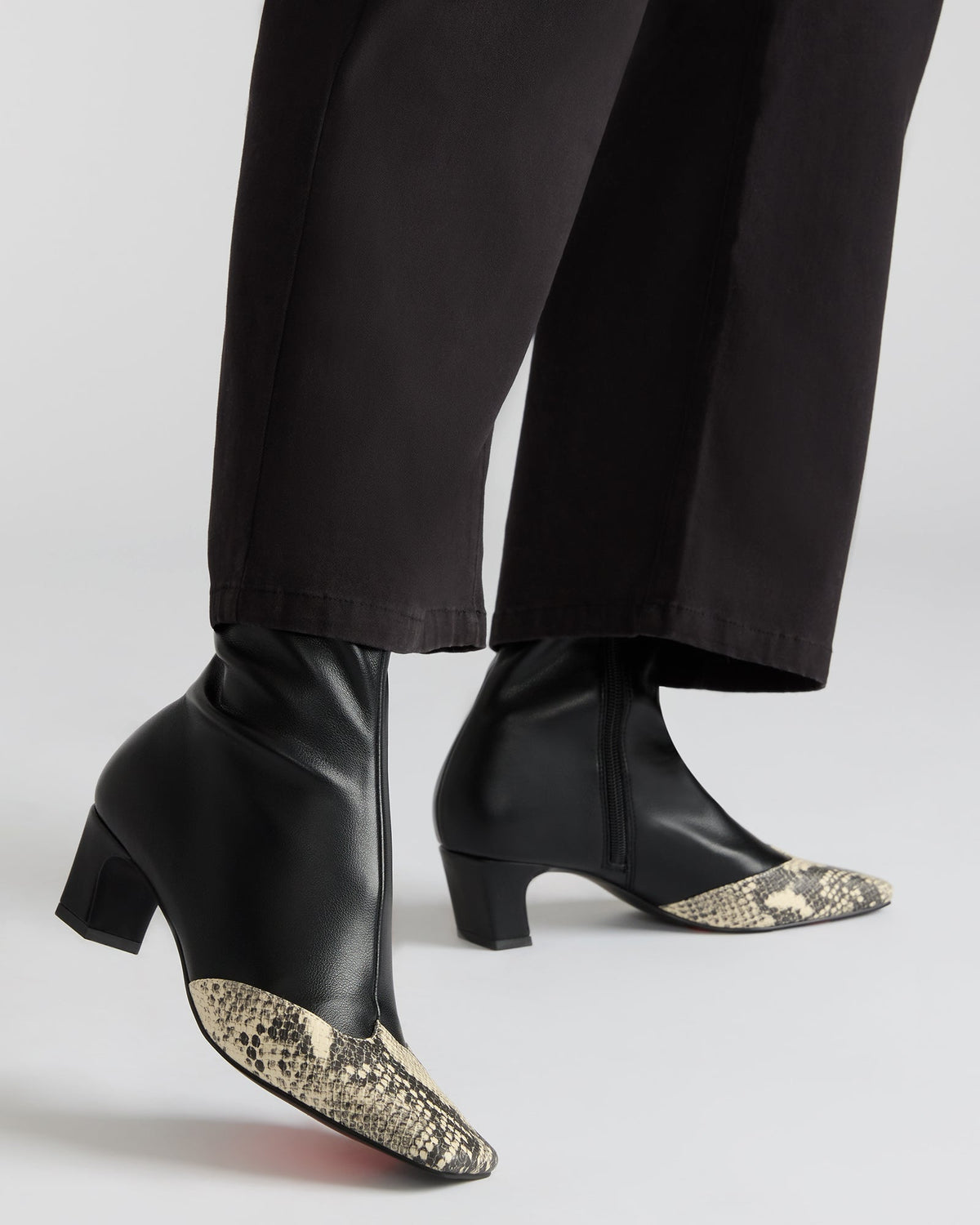 JETER Black Snake Square-Toe Women's Ankle Boot | Steve Madden