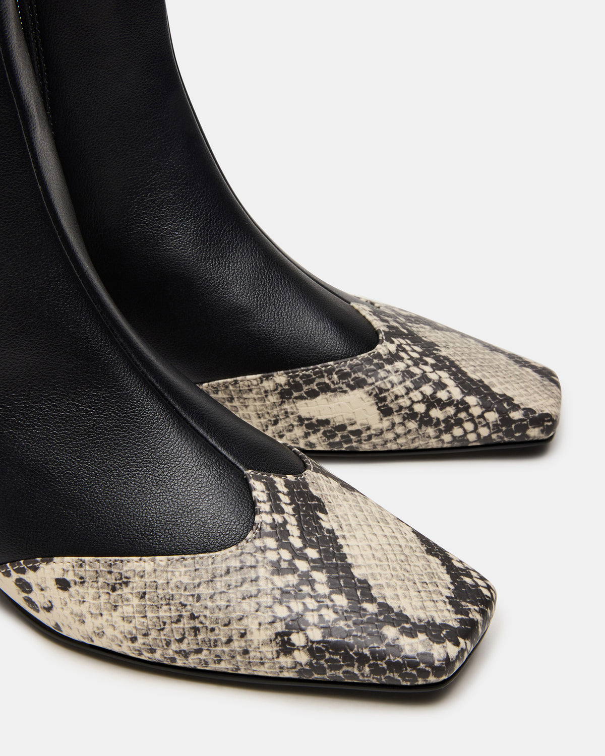 JETER Black Snake Square-Toe Women's Ankle Boot | Steve Madden