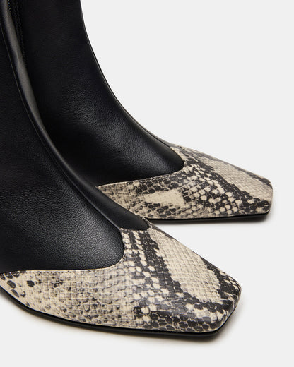 JETER Black Snake Square-Toe Women's Ankle Boot | Steve Madden