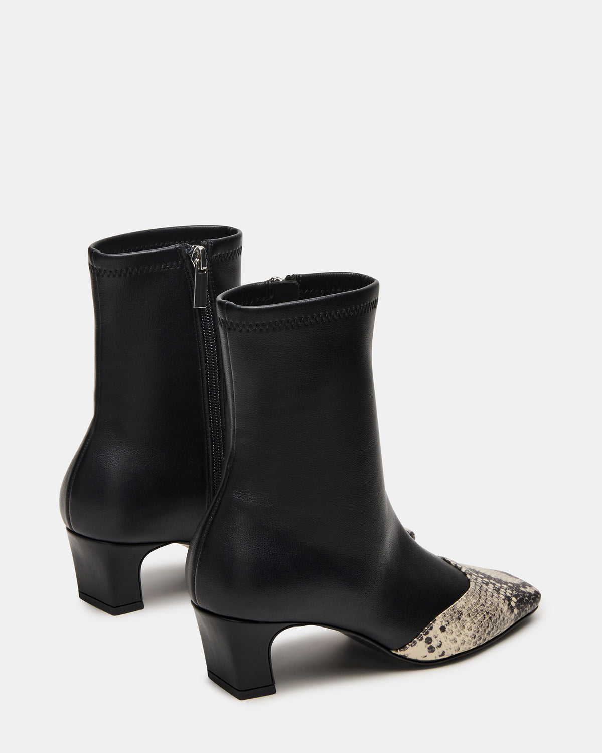 JETER Black Snake Square-Toe Women's Ankle Boot | Steve Madden