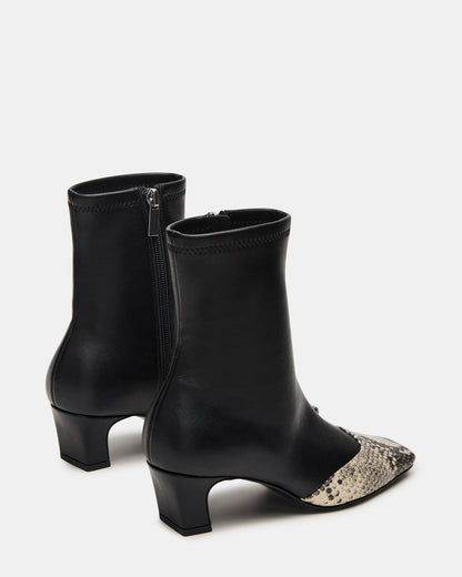 JETER Black Snake Square-Toe Women's Ankle Boot | Steve Madden