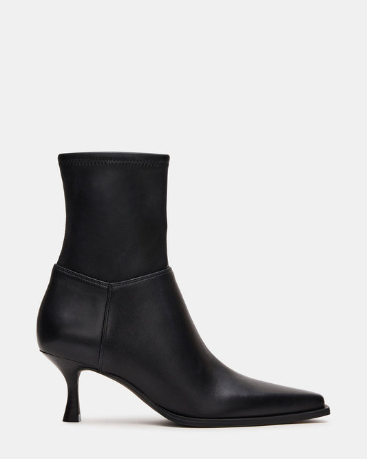 STASIA Black Pointed-Toe Kitten Heel Women's Ankle Boot | Steve Madden