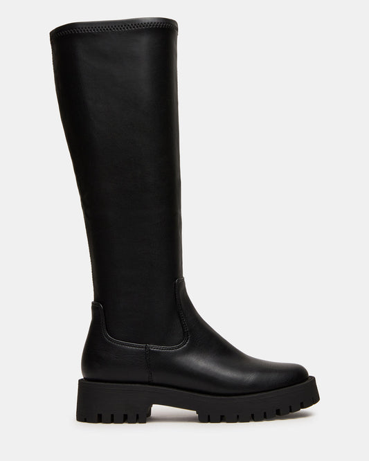 LABELLE Black Knee-High Lug Platform Women's Boot | Steve Madden