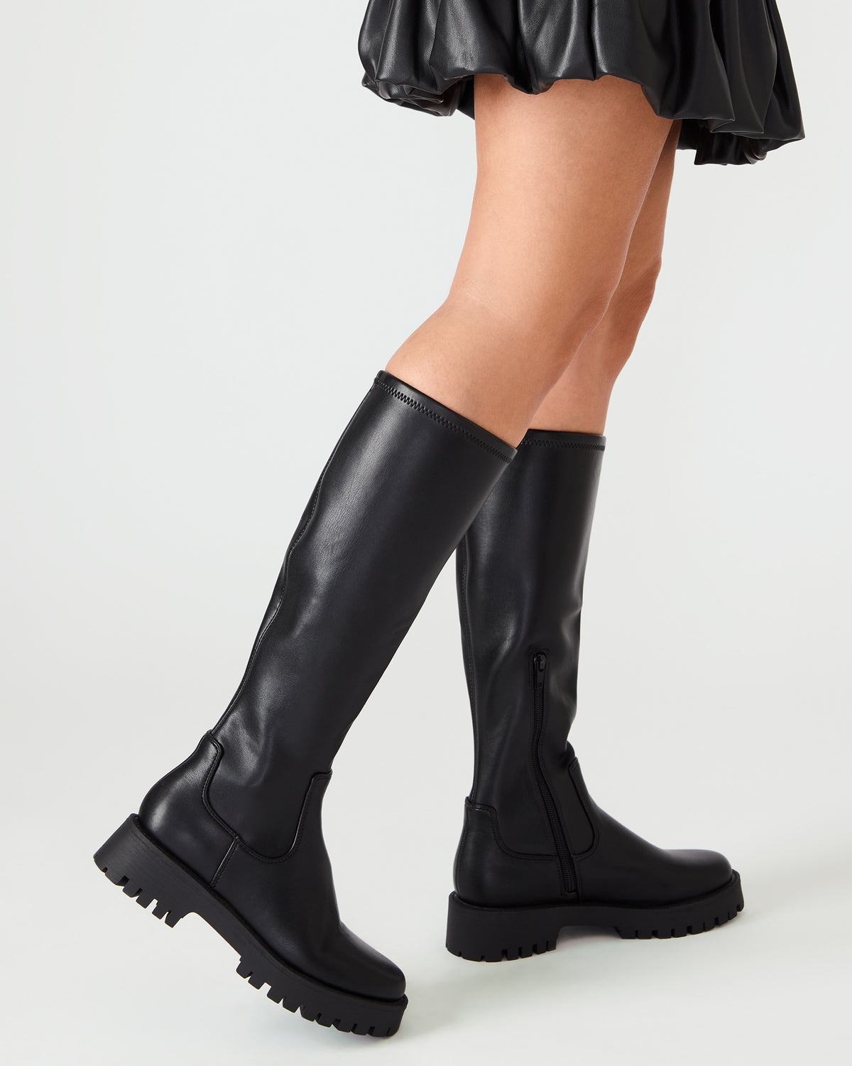 LABELLE Black Knee-High Lug Platform Women's Boot | Steve Madden