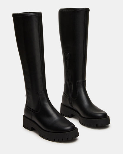 LABELLE Black Knee-High Lug Platform Women's Boot | Steve Madden