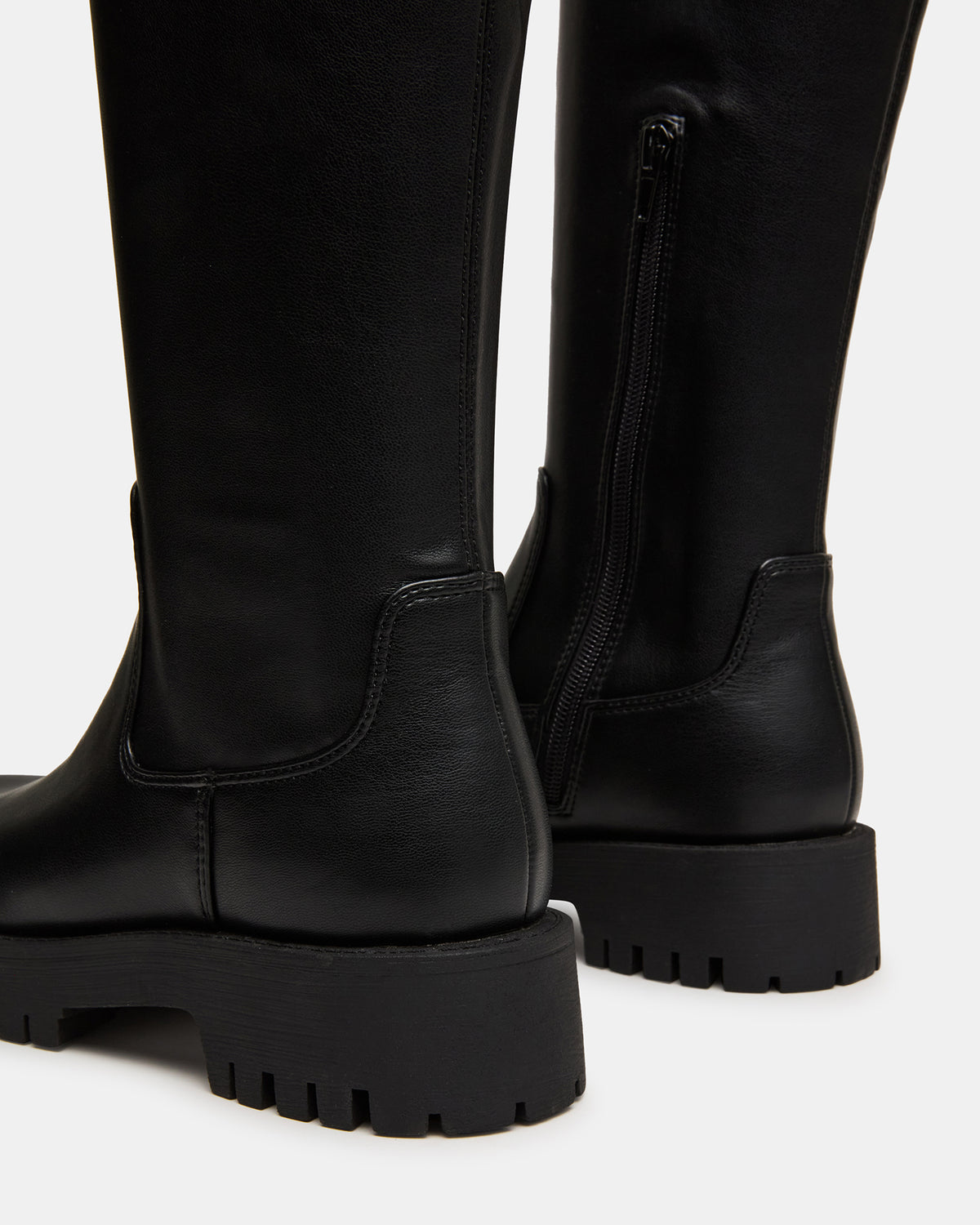LABELLE Black Knee-High Lug Platform Women's Boot | Steve Madden