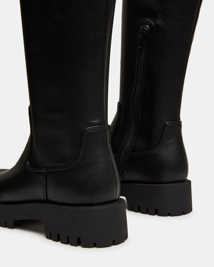 LABELLE Black Knee-High Lug Platform Women's Boot | Steve Madden