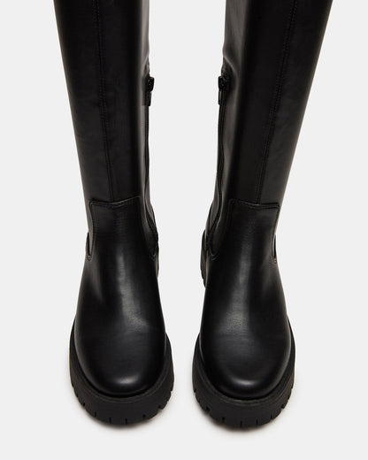 LABELLE Black Knee-High Lug Platform Women's Boot | Steve Madden