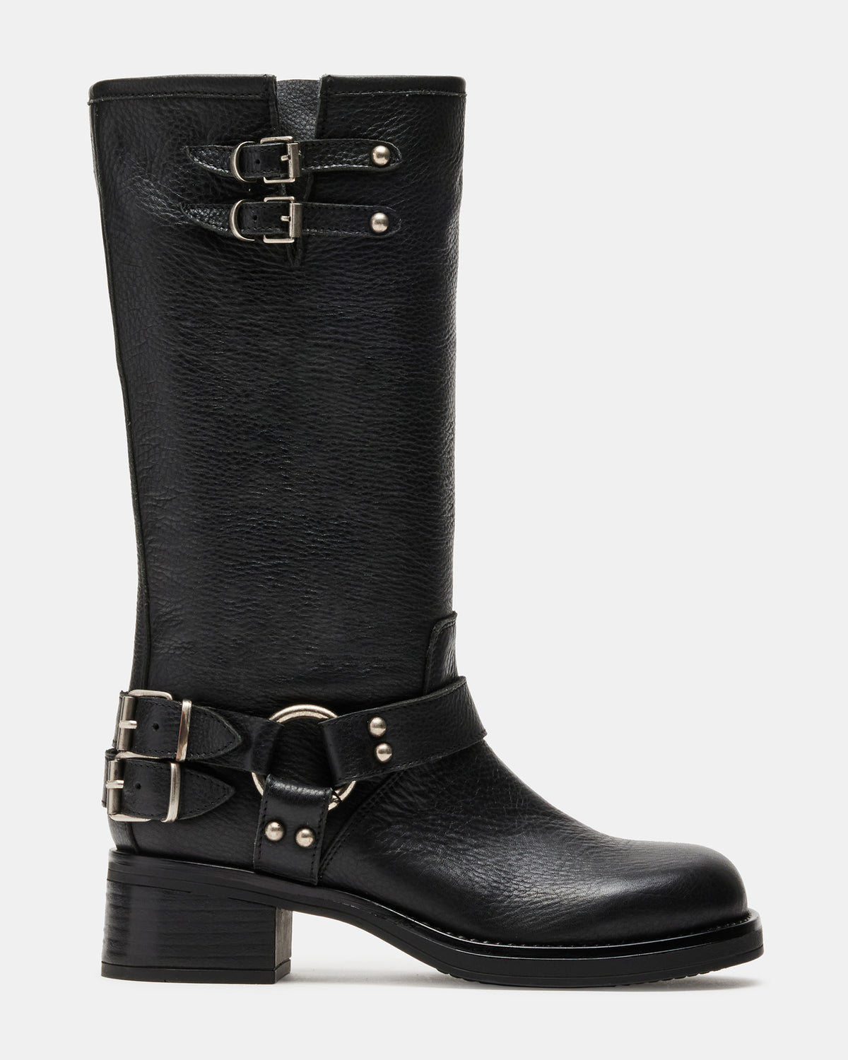 ASTOR Black Leather Knee-High Boot | Women's Boots | Steve Madden