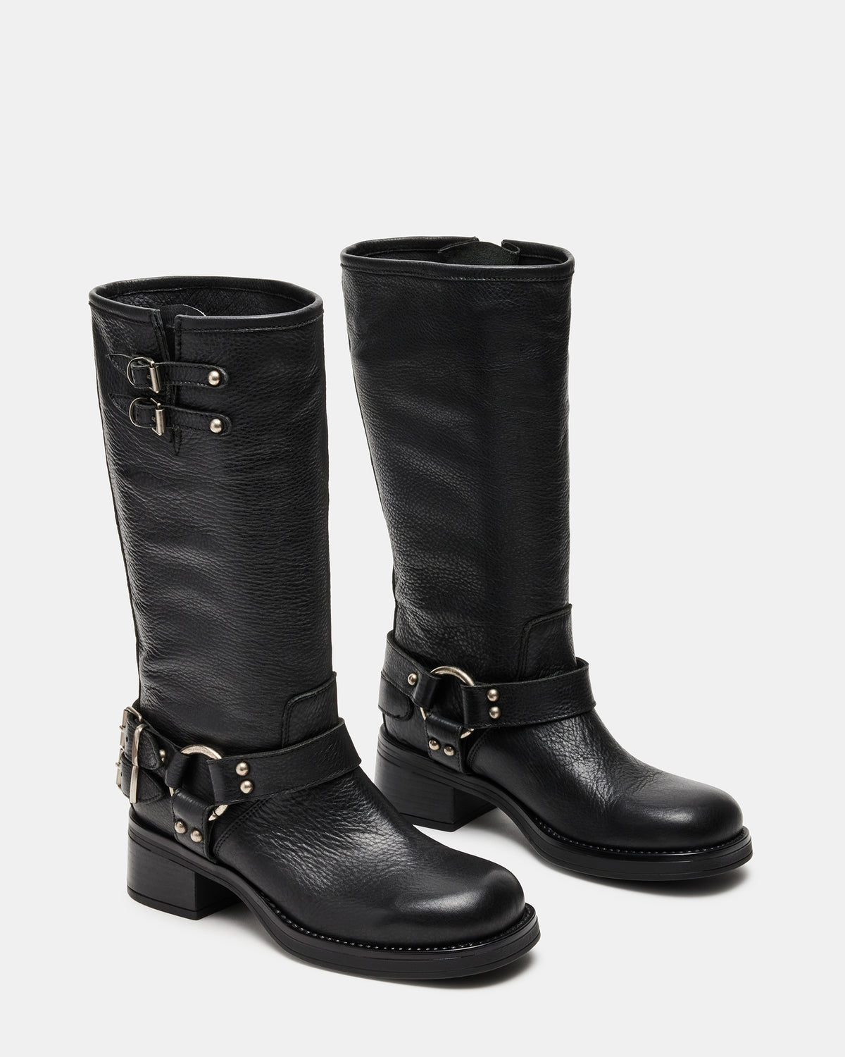 ASTOR Black Leather Knee-High Boot | Women's Boots | Steve Madden