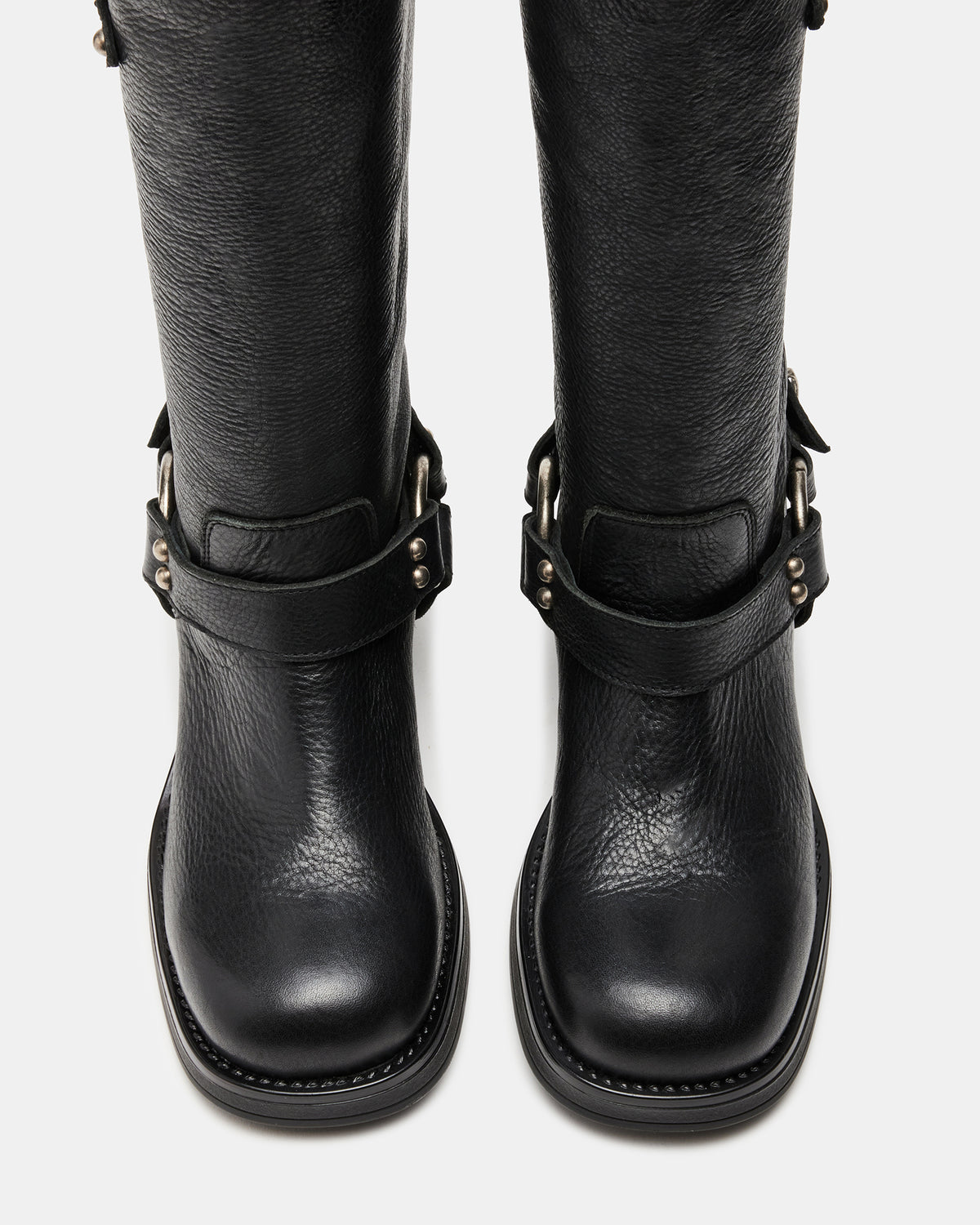 ASTOR Black Leather Knee-High Boot | Women's Boots | Steve Madden
