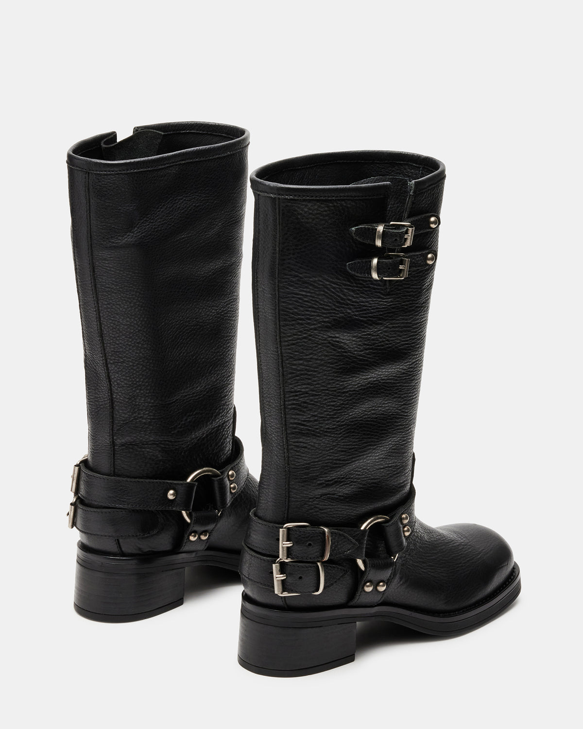 ASTOR Black Leather Knee-High Boot | Women's Boots | Steve Madden