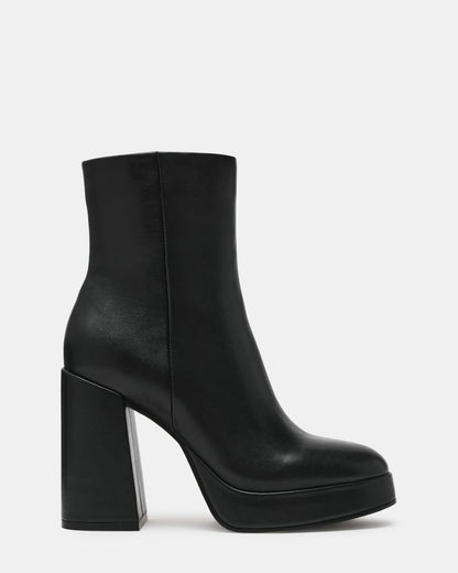 TYRA Black Leather Platform Block Heel Women's Ankle Boot | Steve Madden