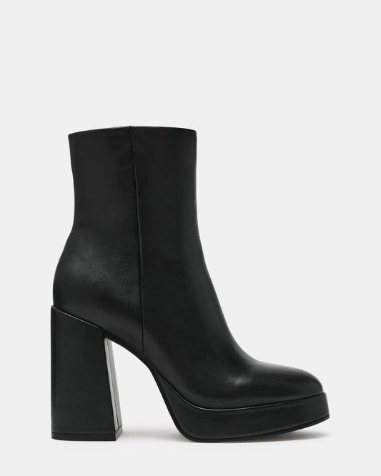 TYRA Black Leather Platform Block Heel Women's Ankle Boot | Steve Madden