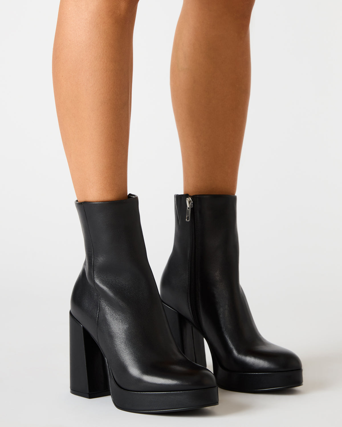 TYRA Black Leather Platform Block Heel Women's Ankle Boot | Steve Madden