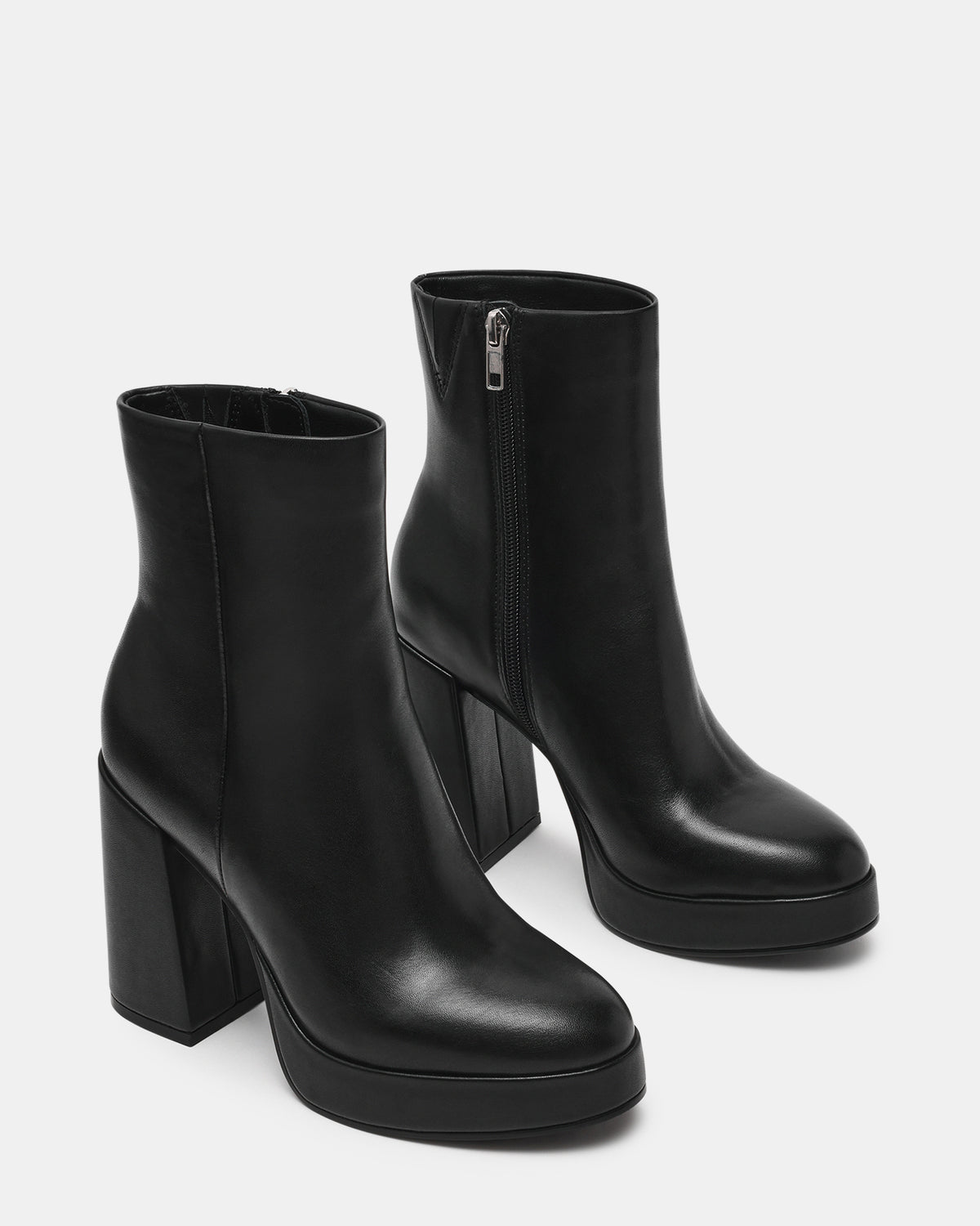 TYRA Black Leather Platform Block Heel Women's Ankle Boot | Steve Madden