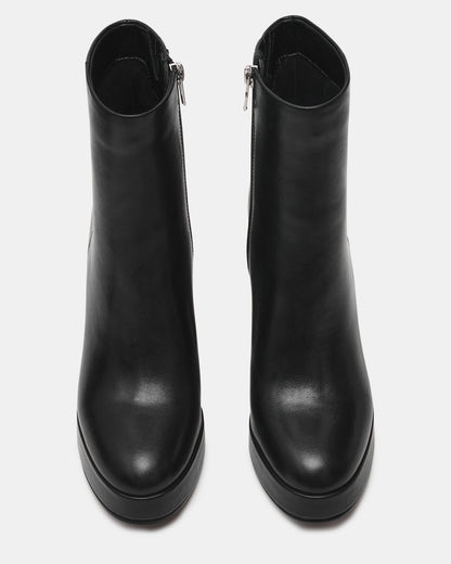 TYRA Black Leather Platform Block Heel Women's Ankle Boot | Steve Madden