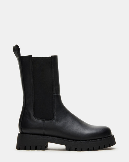 LOWA Black Leather Lug Chelsea Platform Women's Ankle Boot | Steve Madden