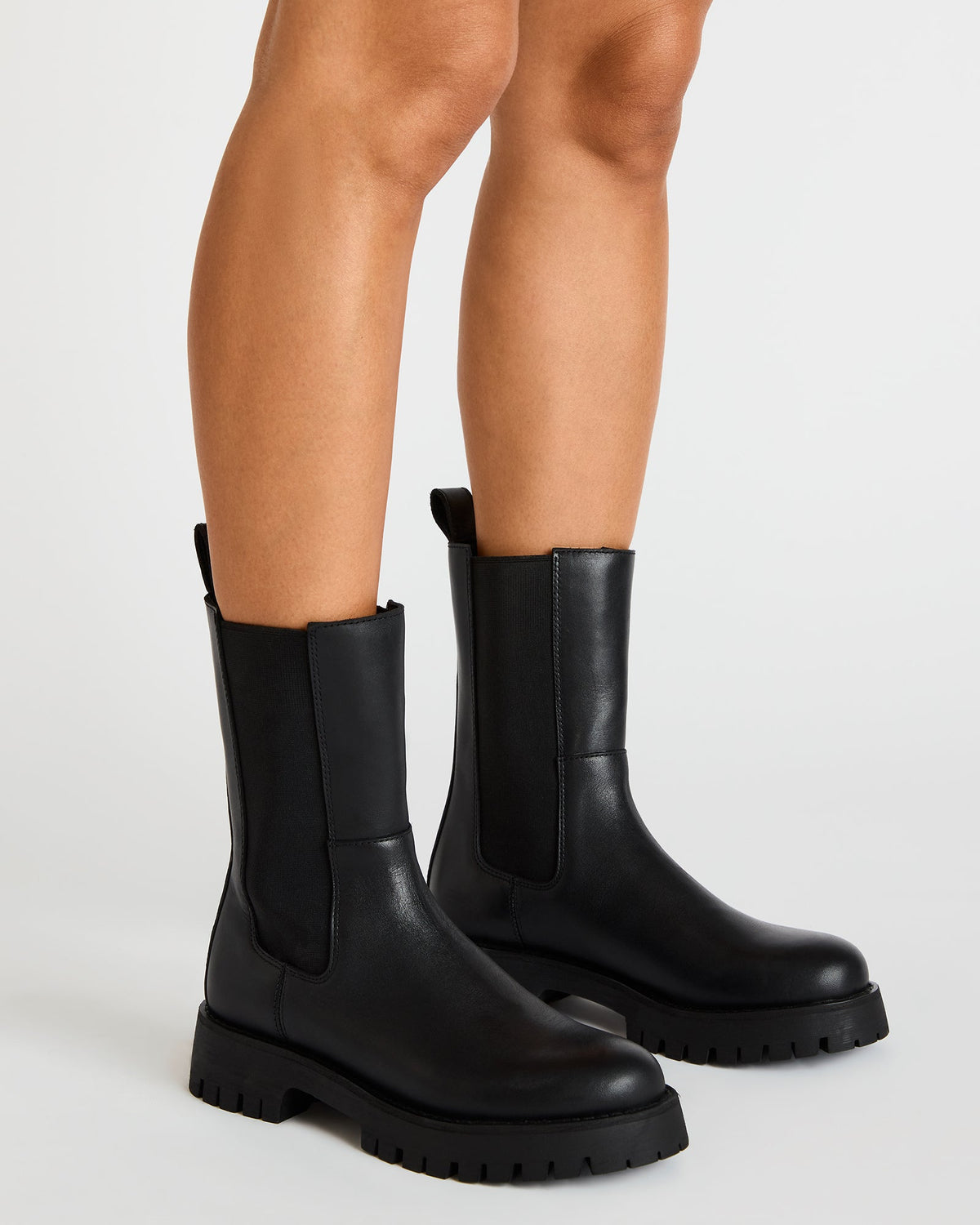 LOWA Black Leather Lug Chelsea Platform Women's Ankle Boot | Steve Madden