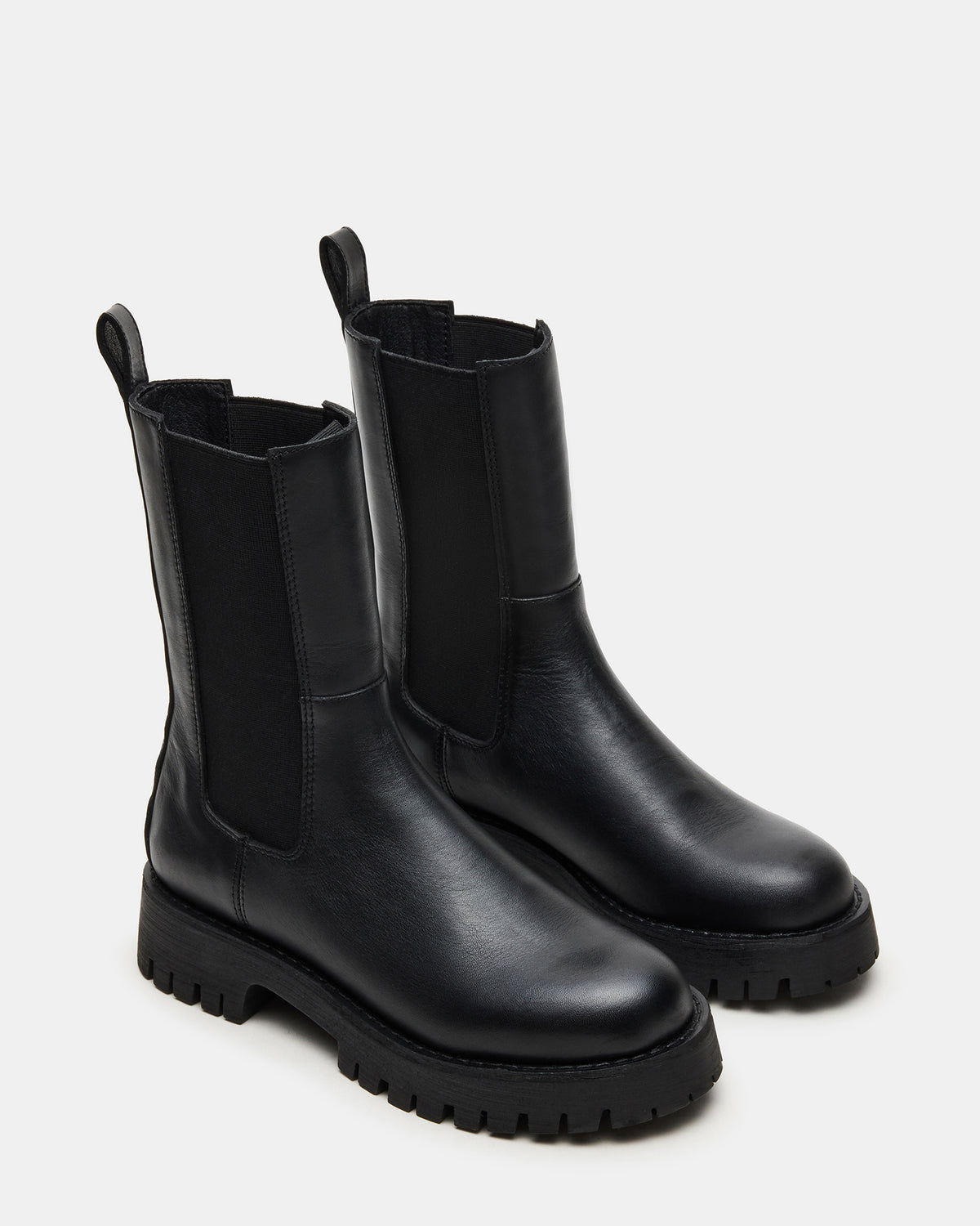LOWA Black Leather Lug Chelsea Platform Women's Ankle Boot | Steve Madden