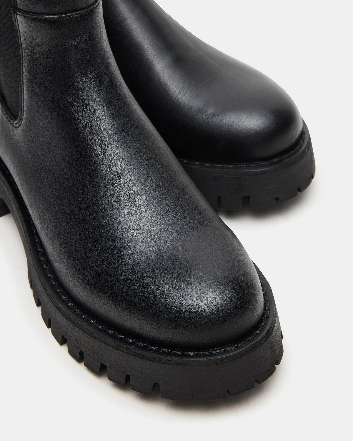 LOWA Black Leather Lug Chelsea Platform Women's Ankle Boot | Steve Madden