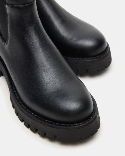 LOWA Black Leather Lug Chelsea Platform Women's Ankle Boot | Steve Madden
