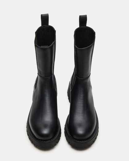 LOWA Black Leather Lug Chelsea Platform Women's Ankle Boot | Steve Madden