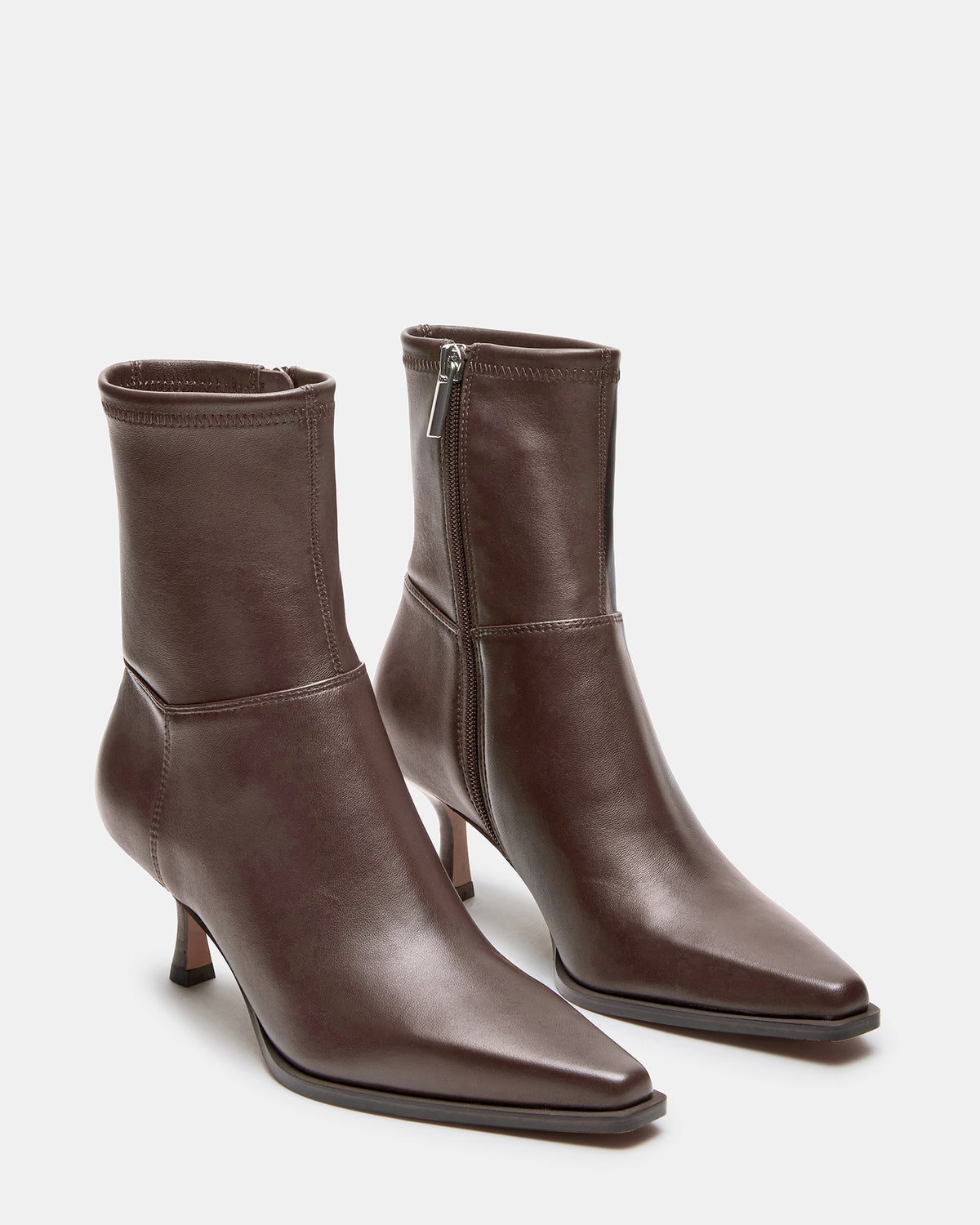 STASIA Brown Pointed-Toe Kitten Heel Women's Ankle Boot | Steve Madden