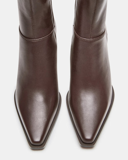 STASIA Brown Pointed-Toe Kitten Heel Women's Ankle Boot | Steve Madden