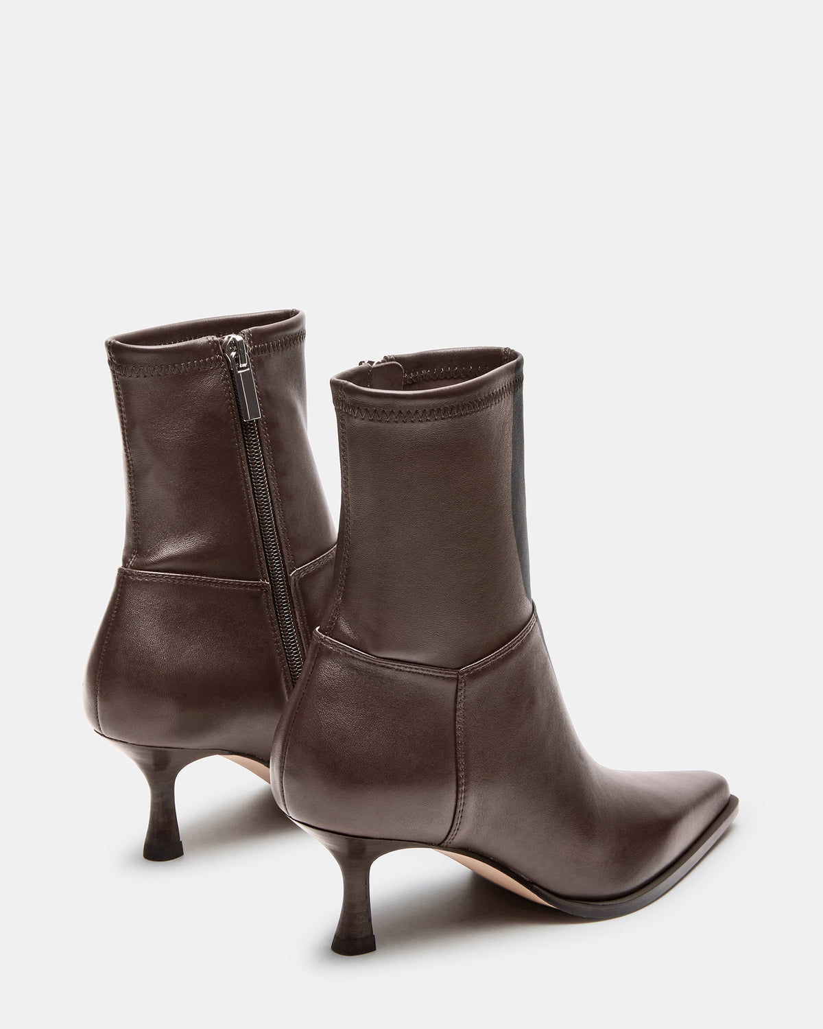 STASIA Brown Pointed-Toe Kitten Heel Women's Ankle Boot | Steve Madden