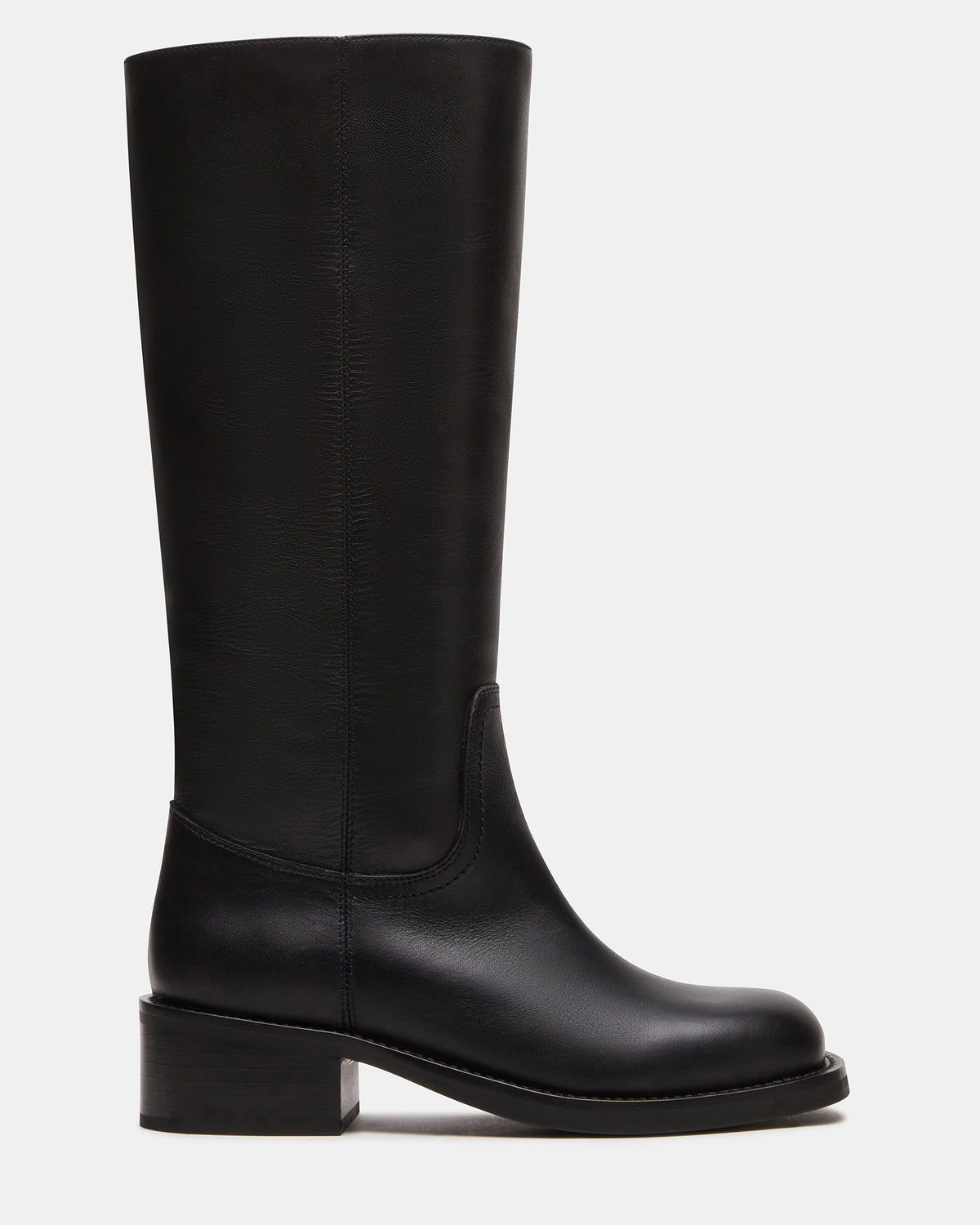 RIGGS Black Leather Square-Toe Women's Boot | Steve Madden