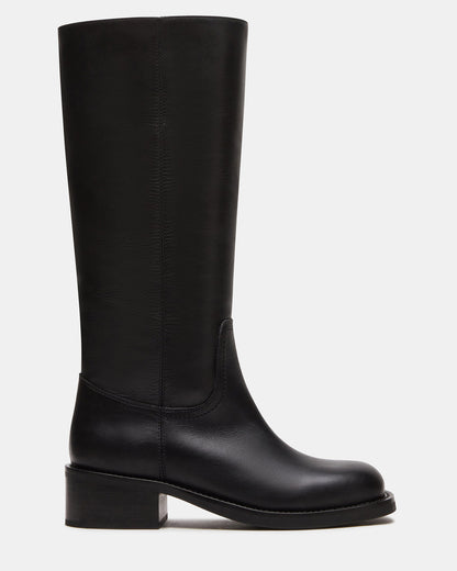 RIGGS Black Leather Square-Toe Women's Boot | Steve Madden