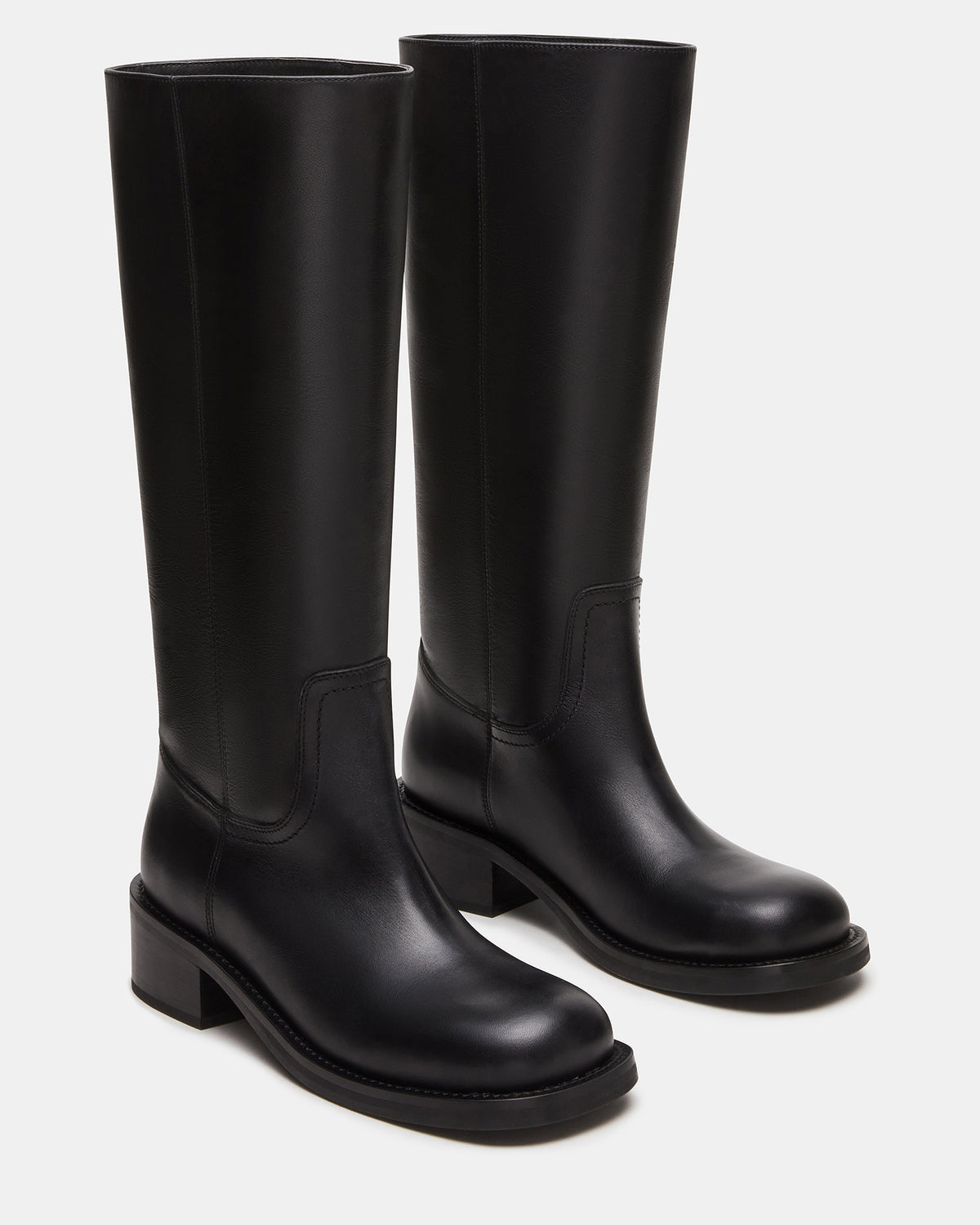 RIGGS Black Leather Square-Toe Women's Boot | Steve Madden
