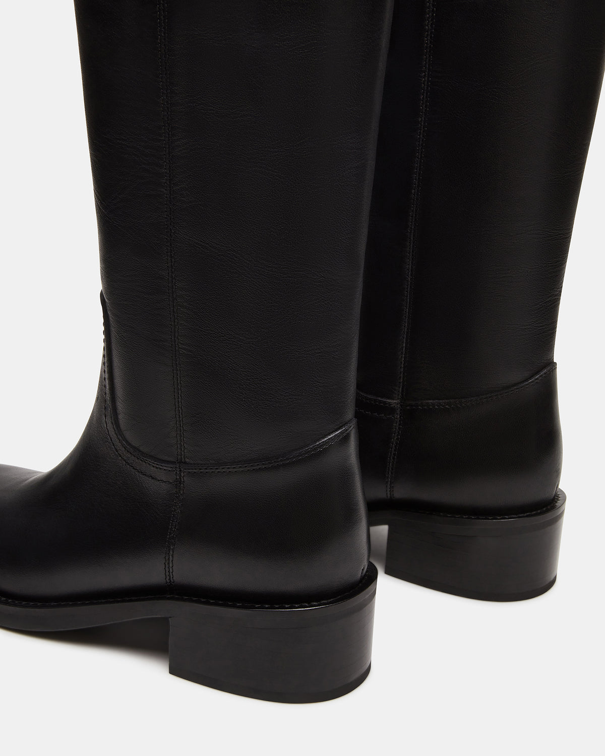 RIGGS Black Leather Square-Toe Women's Boot | Steve Madden